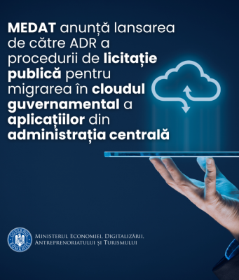 MEDAT anunță lansarea procedurii de achiziție de servicii asociate migrării unor Aplicații IT în Cloud-ul Privat Guvernamental al României (CPG)